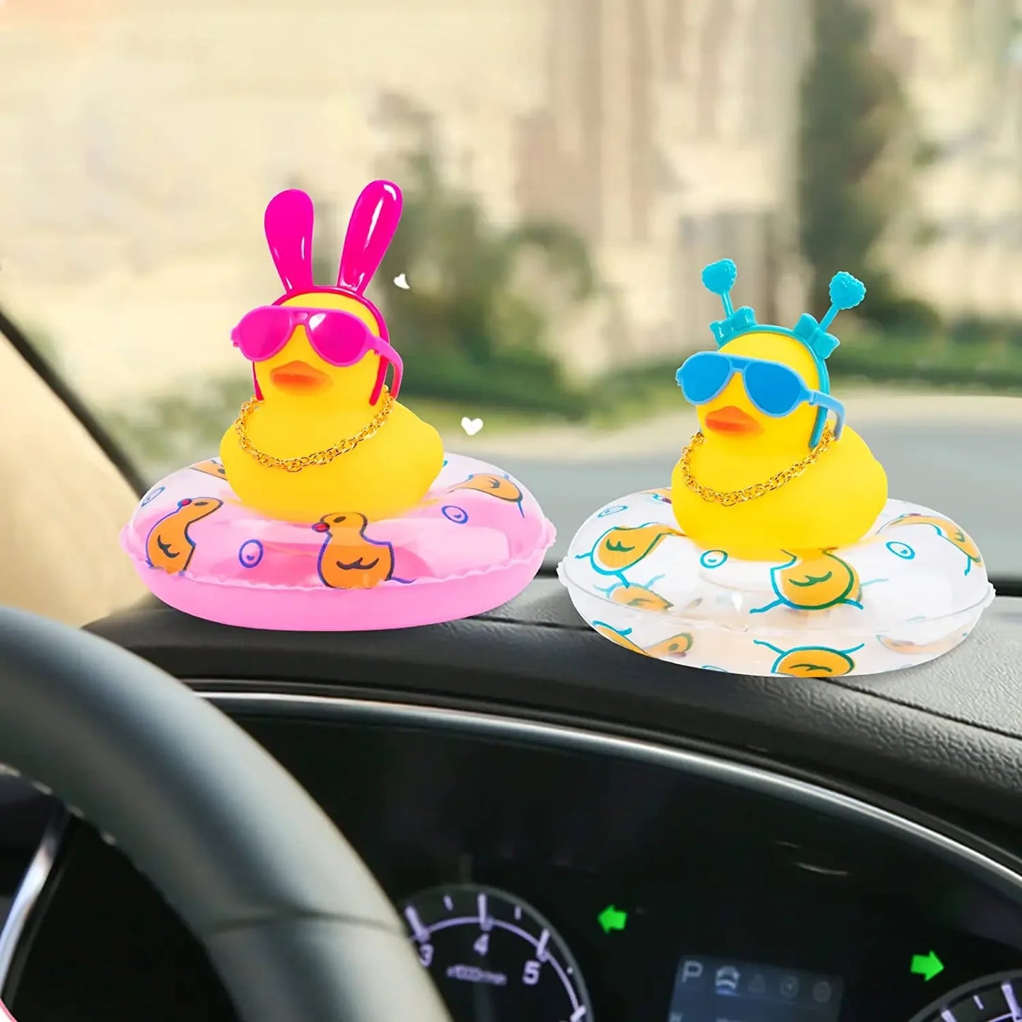 Mini Rubber Resin Duck  for Car Decoration Dashboard Car Decoration Funny Sunglasses for  House Interior and Office Decoration