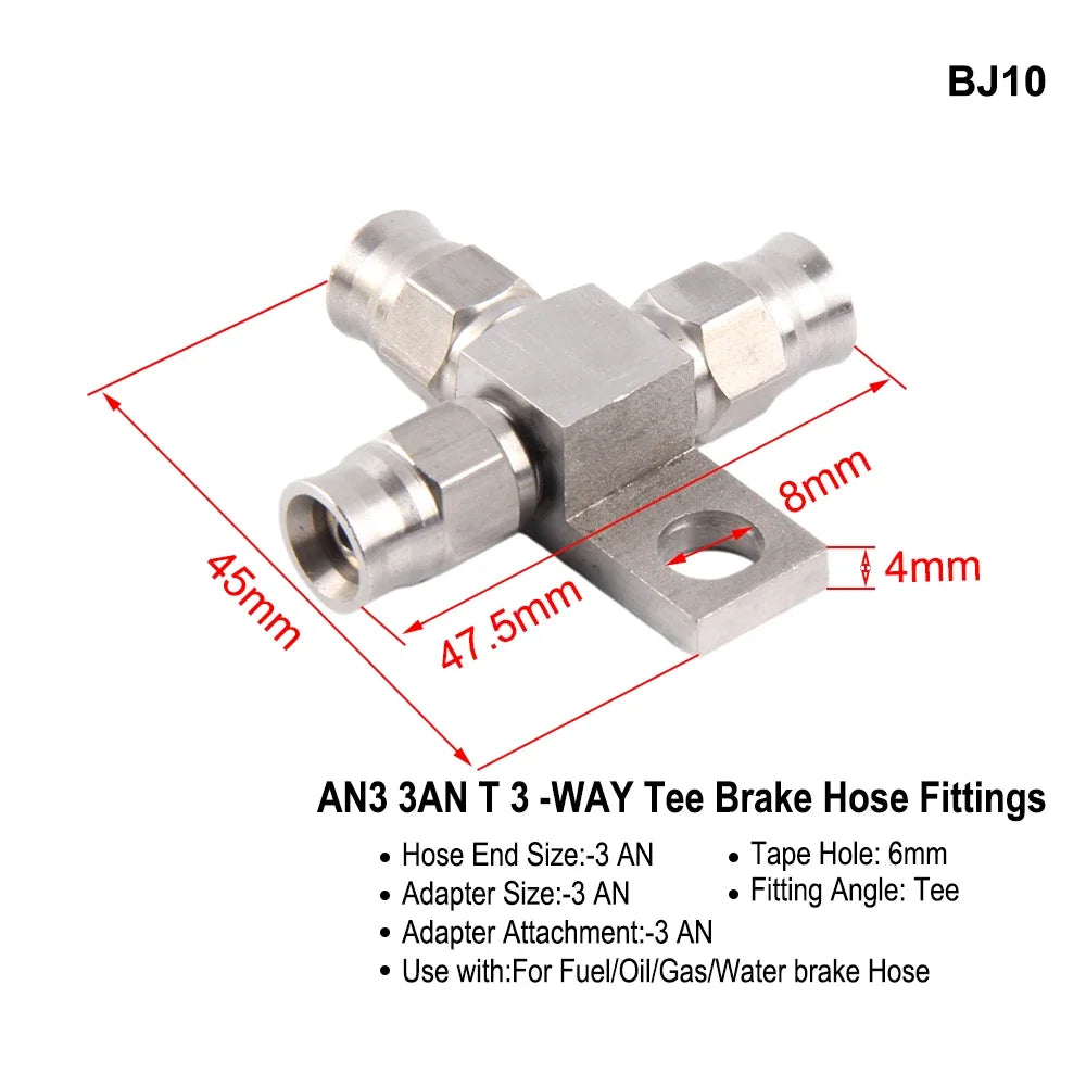 1PC Stainless Steel AN3 to AN -3 Straight Brake Swivel Hose Ends Car Fitting