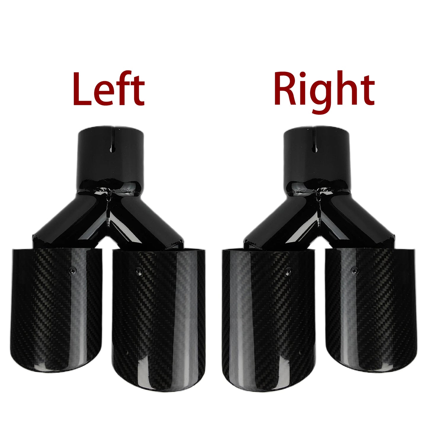 1 Pcs Universal Car Carbon Fibre Tail Throat Silencer Length Black Y-Shaped Double Out Twill Glossy Exhaust Muffler Tip