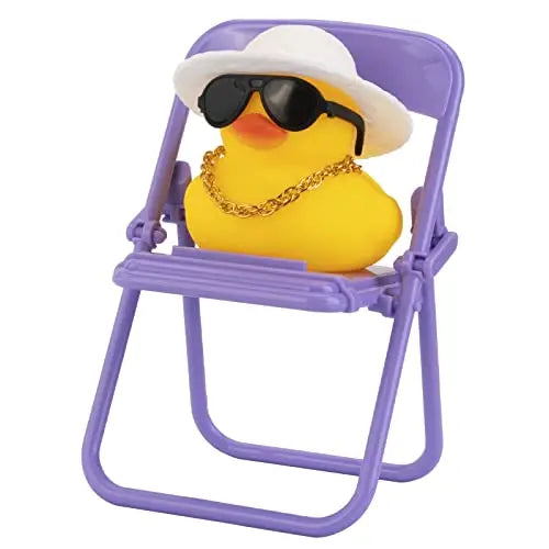 Car Duck Ornament Rubber Duck Car Dashboard Decoration Car Dashboard Decoration Accessories with Mini Hat Chair or Skateboard