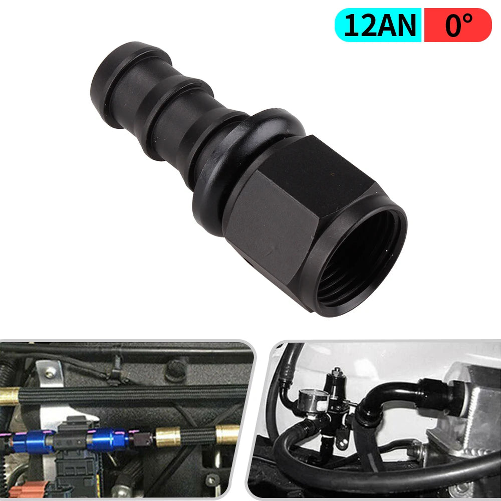 AN4/AN6/AN8/AN10/AN12 Straight 0/45/90/180 Degree Female Swivel to Push Lock Hose End Fitting Oil Fuel Hose End Adaptor Kit