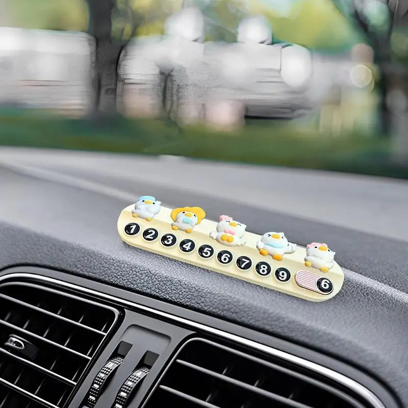 Car Number Plate Cartoon Little Duck Temporary Parking For Auto Interior Decoration Vehicle Accessories