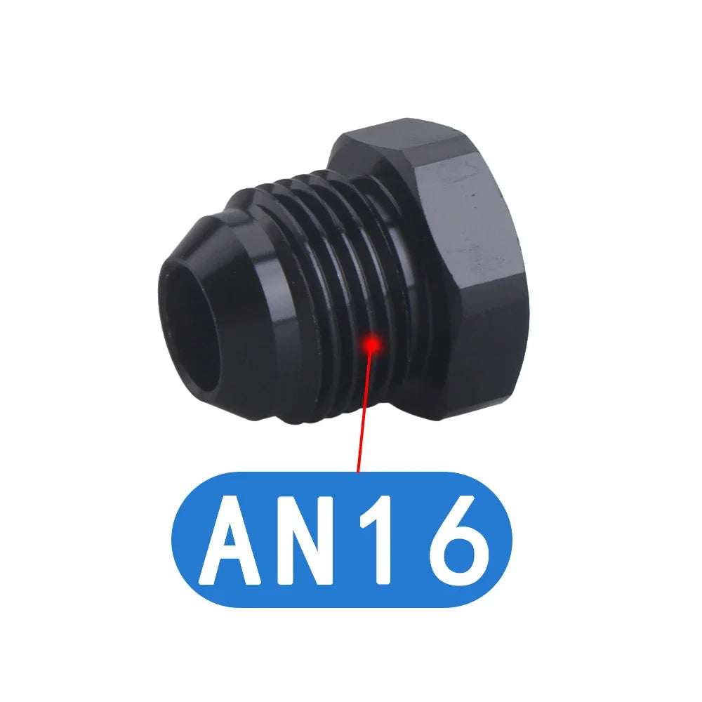 AN4 AN6 AN8 AN10 AN12 Male Flare Thread Hexagon Head Blanking Plugs Fitting Hex Cap Lock Hose Fitting Adapters Aluminum Anodized