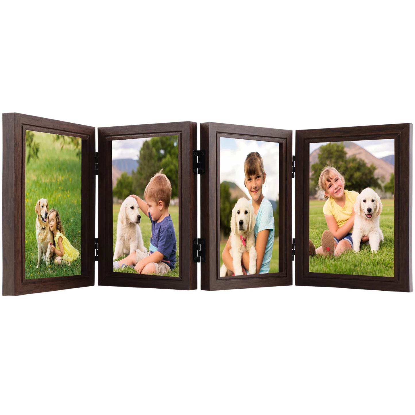 Wooden Photo Frame Foldable Hinged Picture Frame Table Ornament Souvenir for Bedside Bookshelf Office Picture Album Storage Box