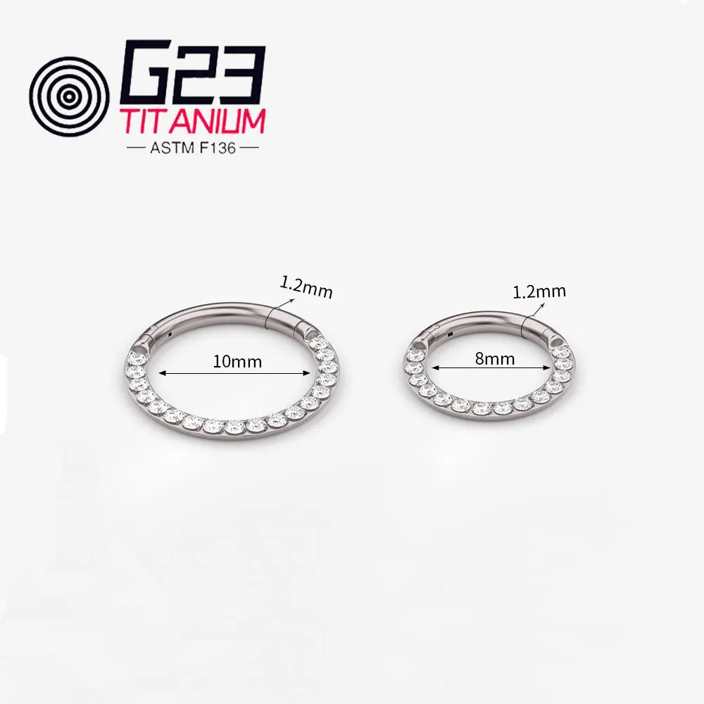 Colorful G23 Titanium CZ Hinged Pitch Ring Nose Ring Open Small Nasal Septum Cartilage Women Earring Perforated Body Jewelry