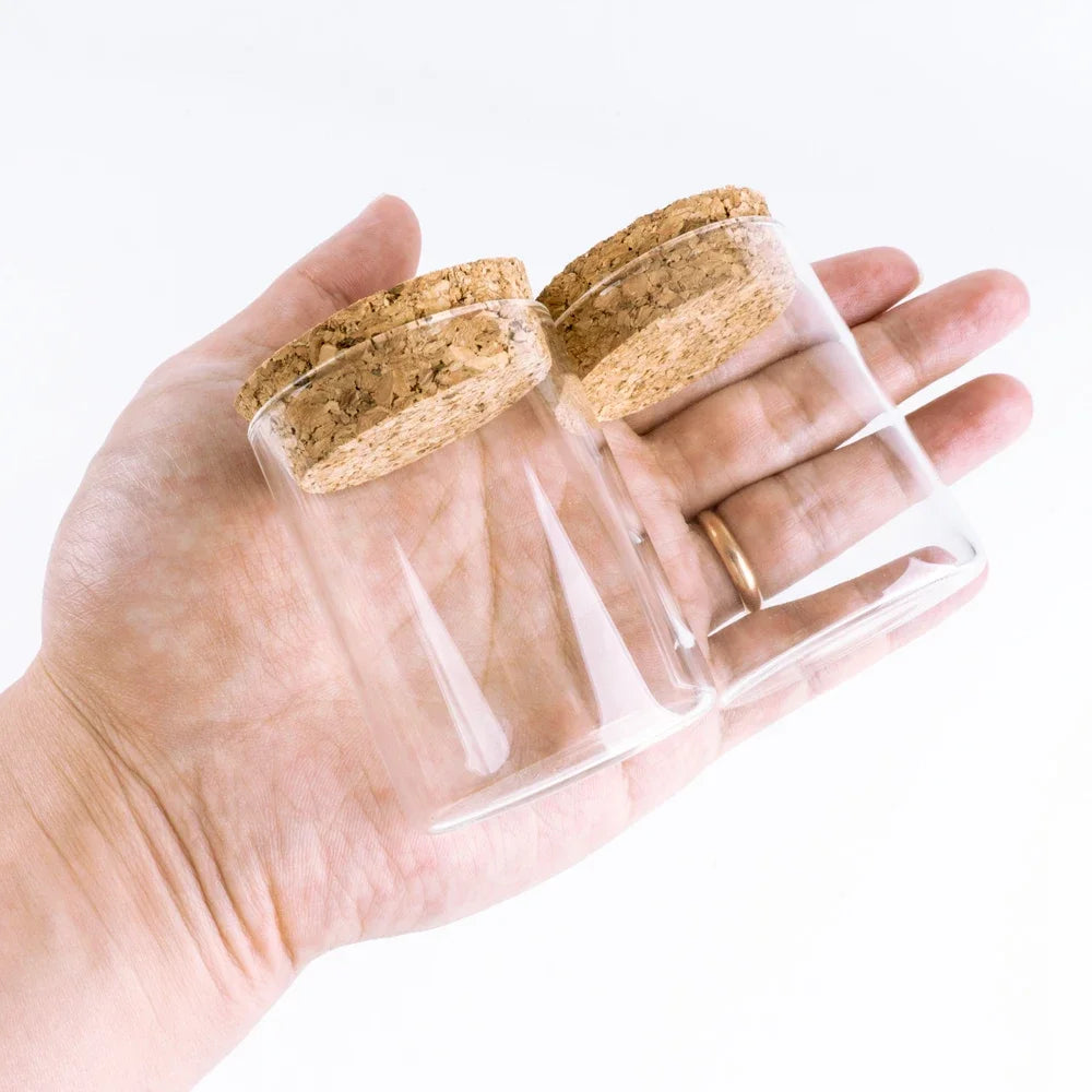 6pcs/Lot Glass Bottle 60*47mm 60ml Stopper Spicy Storage Corks Jar Small Vial Bottle Containers Glass Simple Spice Storage Jars