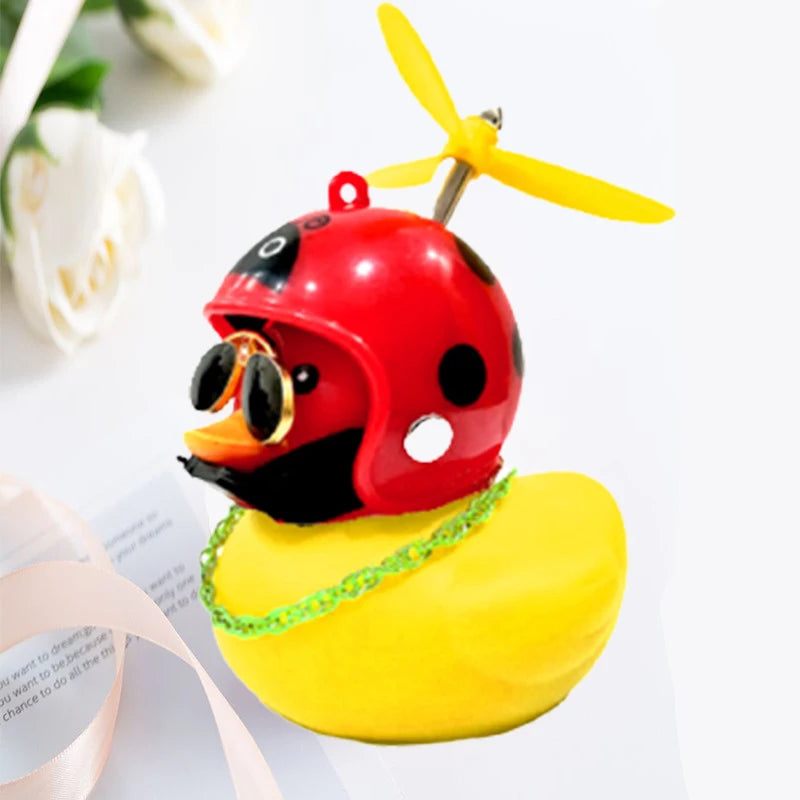 Car Cute Little Yellow Duck With Helmet Propeller Wind-breaking Duck Auto Internal Decoration Car Ornaments Accessories Kids Toy