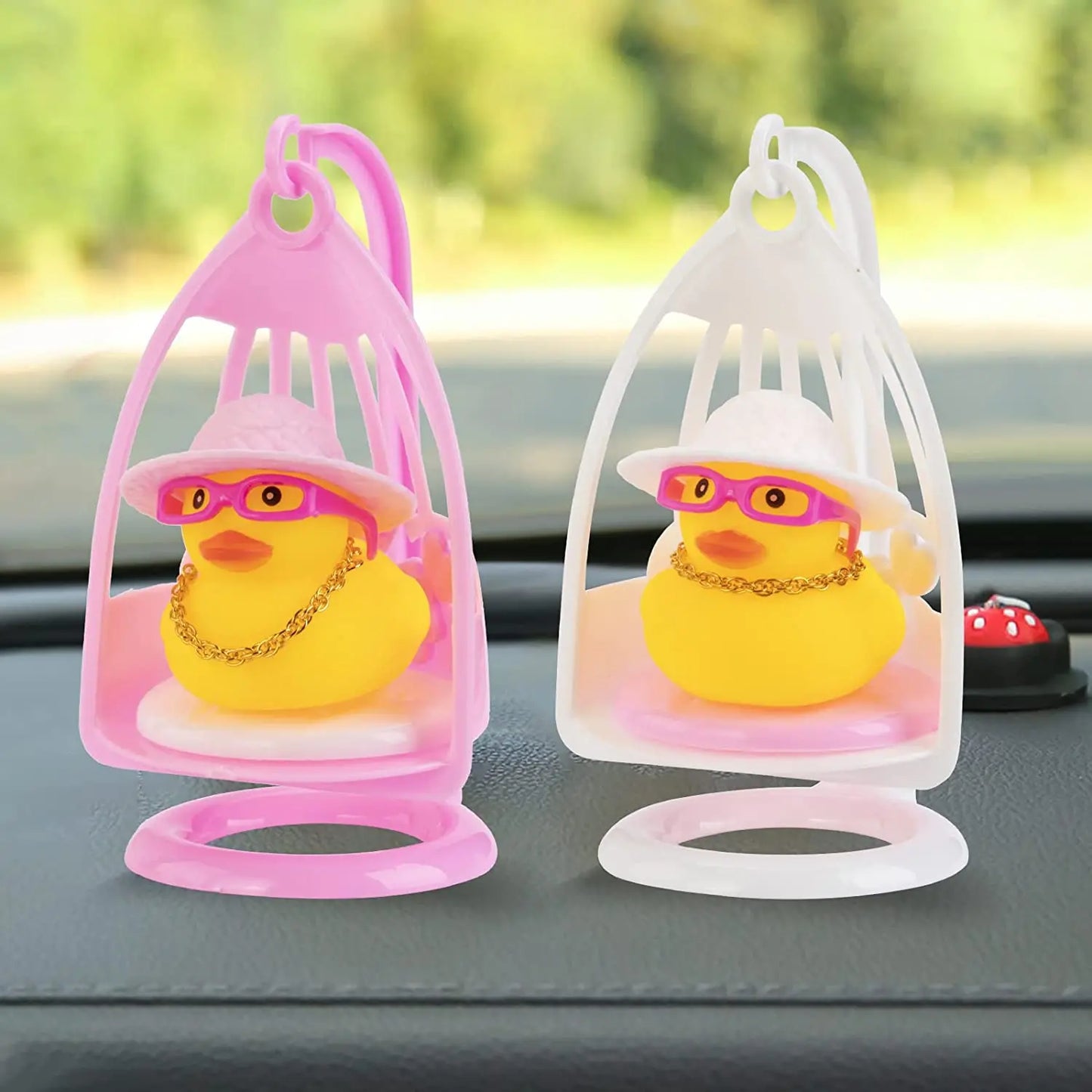 Car Duck Ornament Rubber Duck Car Dashboard Decoration Car Dashboard Decoration Accessories with Mini Hat Chair or Skateboard