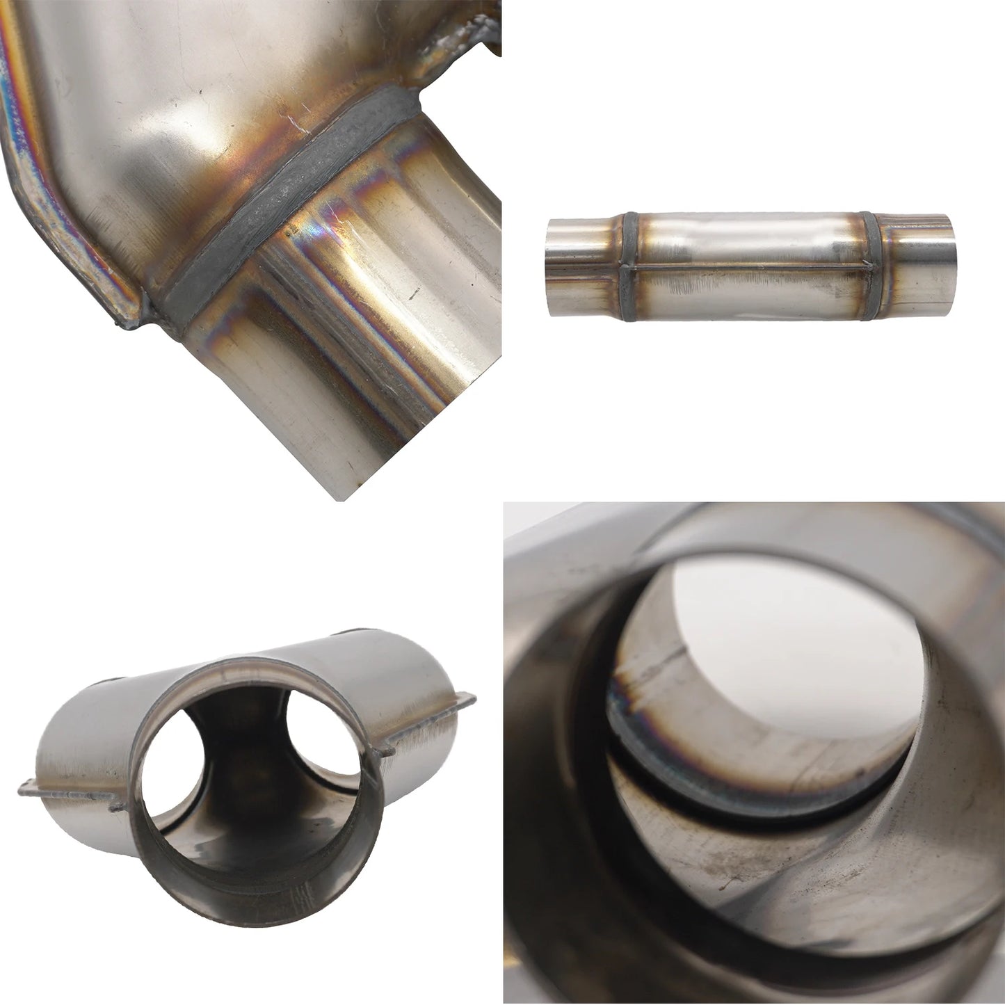 Dual Exhaust Tips Universal Car Exhuast Y Pipe Double Outlet Muffler Tip 409 Stainless Steel 3-Way Pipe Car Tail 51 57 63 76MM