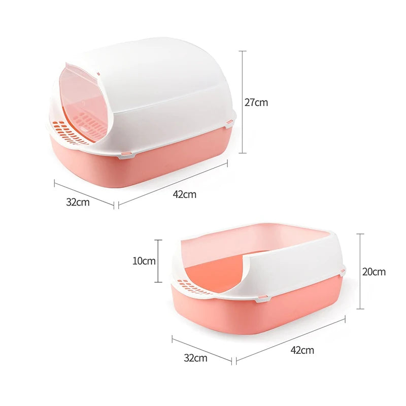 Cat Litter Box Kitten Anti Splash Toilet Litter Tray Indoor Bedpans Fully Enclosed Plastic Sandbox Pet Litter Box Cat Supplies