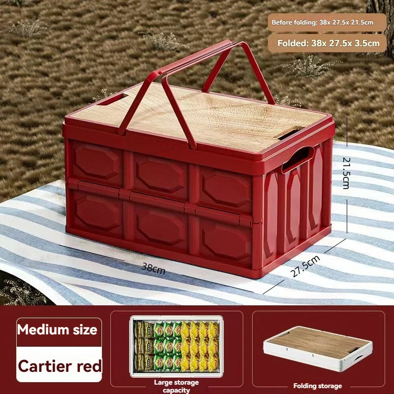 1 Outdoor Camping Storage Box with Lid, Multi-Purpose Large Capacity Car Trunk Organizer, Portable Stall Sorting Box, Suitable F