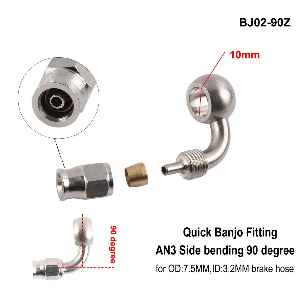 1PC Stainless Steel AN3 to AN -3 Straight Brake Swivel Hose Ends Car Fitting