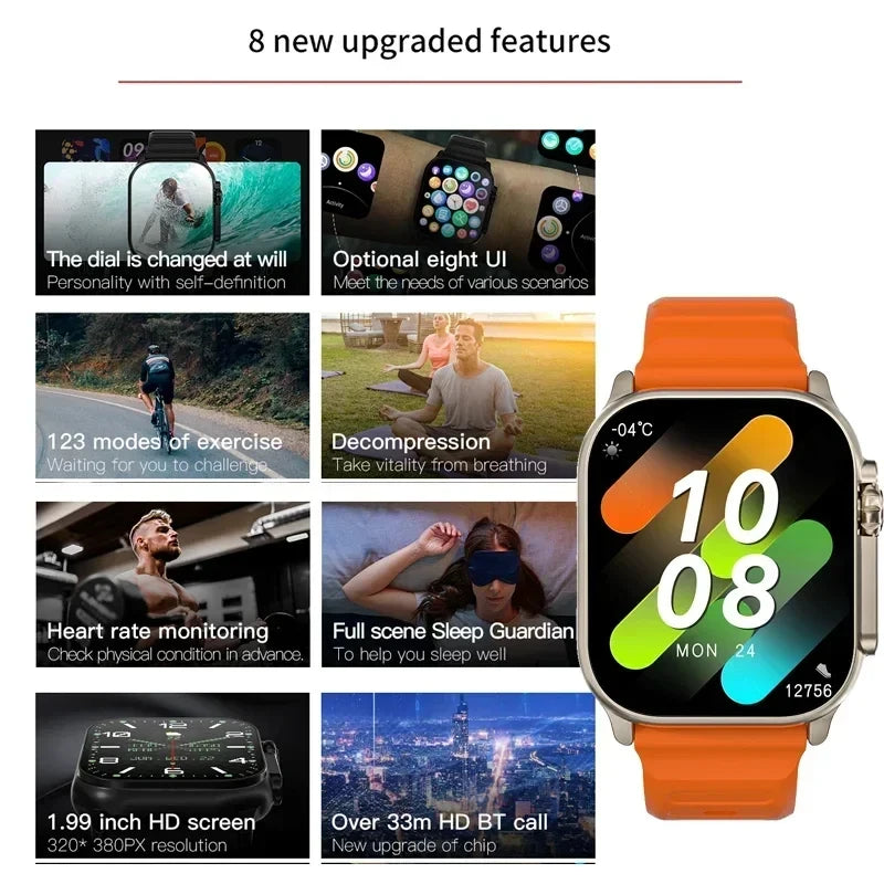 7 Watch Straps New S100 Ultra Smartwatch 2.2HD Amoled Circular Screen ECG Monitoring Reloj inteligente with Protective Case