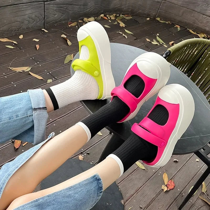 Women Slippers Leisure Versatile Two Wear Sweet Thick Sole Sandals Multi Color Ladies Fashion PVC External Wearing Sandals