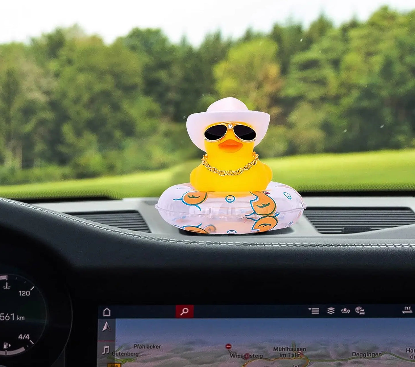 Cowboy Duck Car Dashboard Decorations Rubber Duck  with Cool Accessories Mini Swim Ring Sun Hat Sunglasses Scarf or Necklace