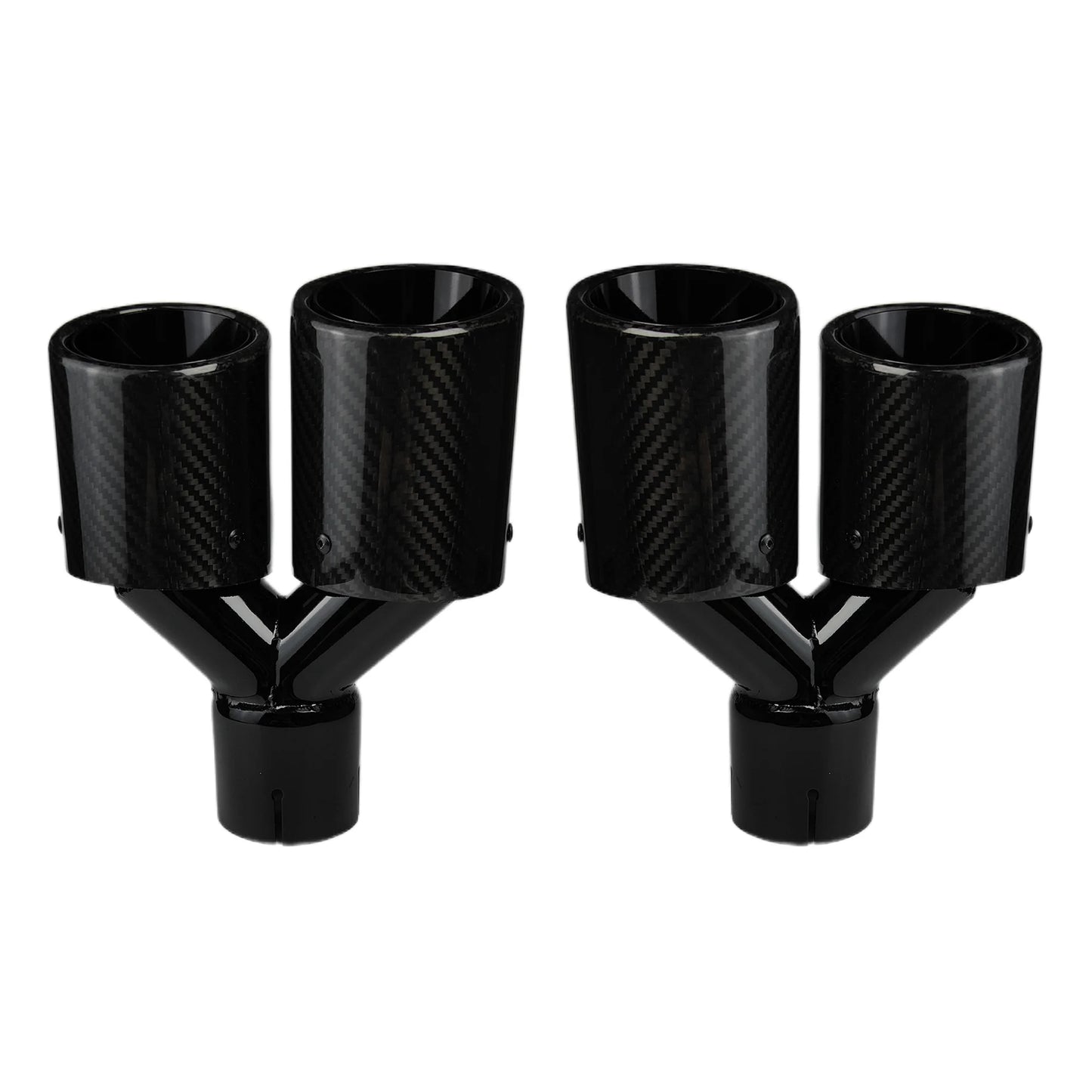 1 Pcs Universal Car Carbon Fibre Tail Throat Silencer Length Black Y-Shaped Double Out Twill Glossy Exhaust Muffler Tip