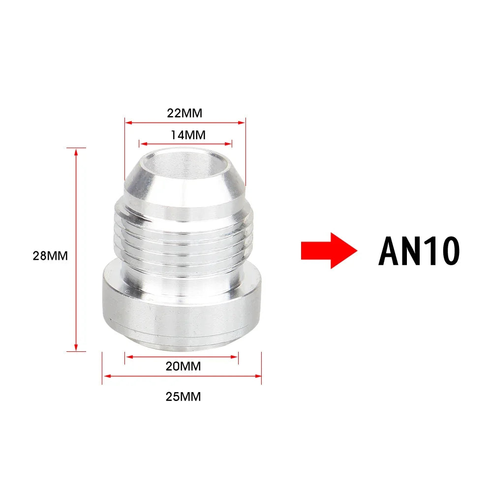 Aluminum Hose Fitting Male Billet AN6 AN8 AN10 AN12 AN16 AN20 Straight Male Weld Fitting Adapter Weld Bung