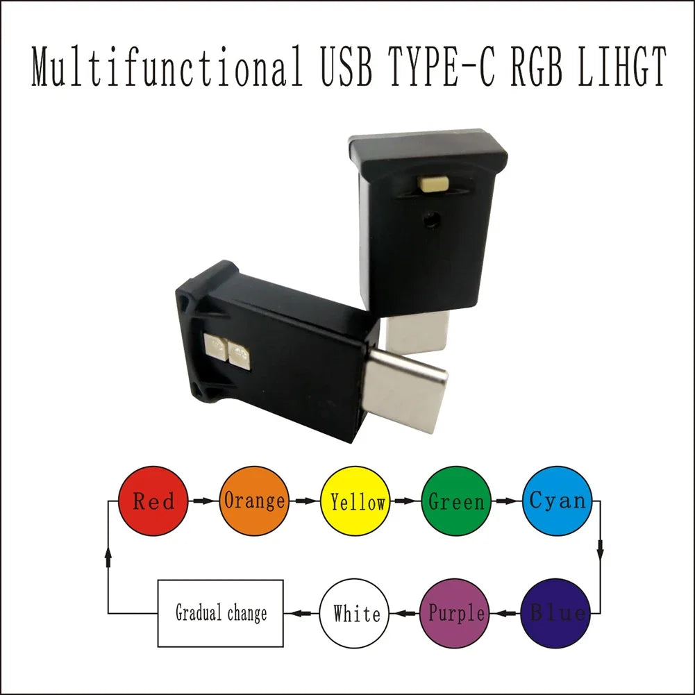 Creative Mini Type-C LED RGB Ambient Light USB-C RGB LED Car Interior Night Lights High Brightness 100LM for Tesla Model S 3 X Y