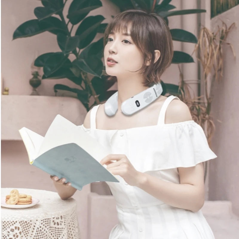 Mini Neck Fan Portable Wearable Air Conditioner USB Rechargeable Bladeless Hanging Neck Fan Mute 6000mAh Outdoor Summer Cooler