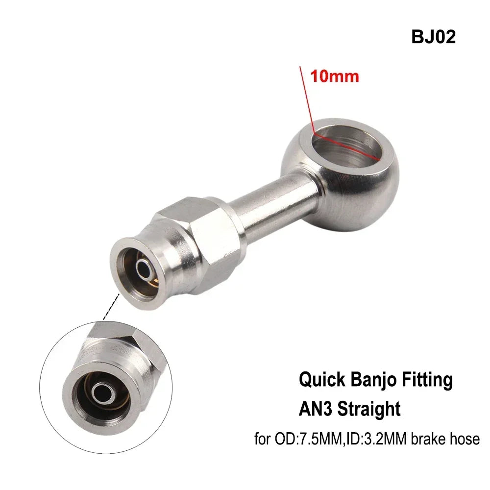 1PC Stainless Steel AN3 to AN -3 Straight Brake Swivel Hose End banjo Fitting 3/8-24
