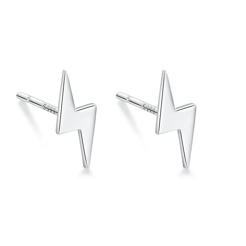 925 Sterling Silver Lightning Stud Earrings for Women Star of David Moon Heart Earring Elegant Wedding 999 Silver Jewelry