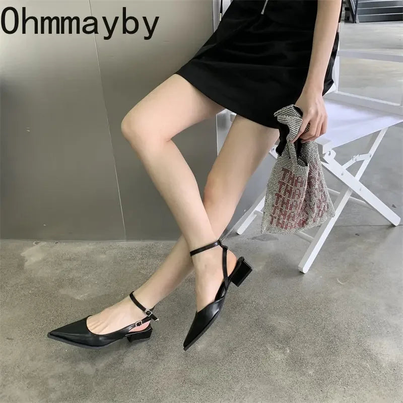 2024 Spring New Brand Women Pumps Shoes Fashion Silver Pointed Toe Ladies Elegant Slingback Sandals Zapatilla De Muje