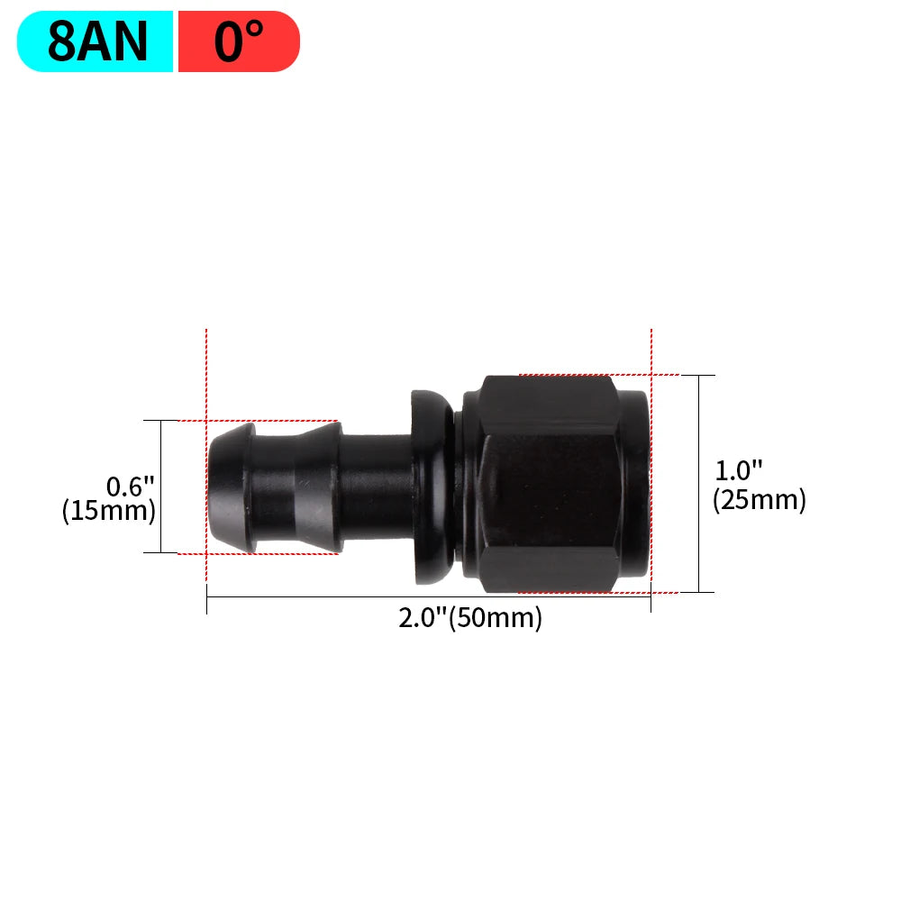 AN4/AN6/AN8/AN10/AN12 Straight 0/45/90/180 Degree Female Swivel to Push Lock Hose End Fitting Oil Fuel Hose End Adaptor Kit