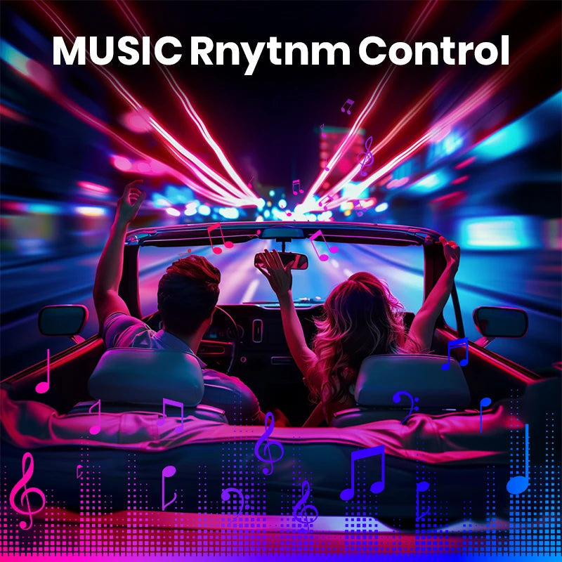 Car Interior Ambient Foot Light Neon LED Strip Light With Remote Music App Control Auto RGB LED Light Kit Accessories