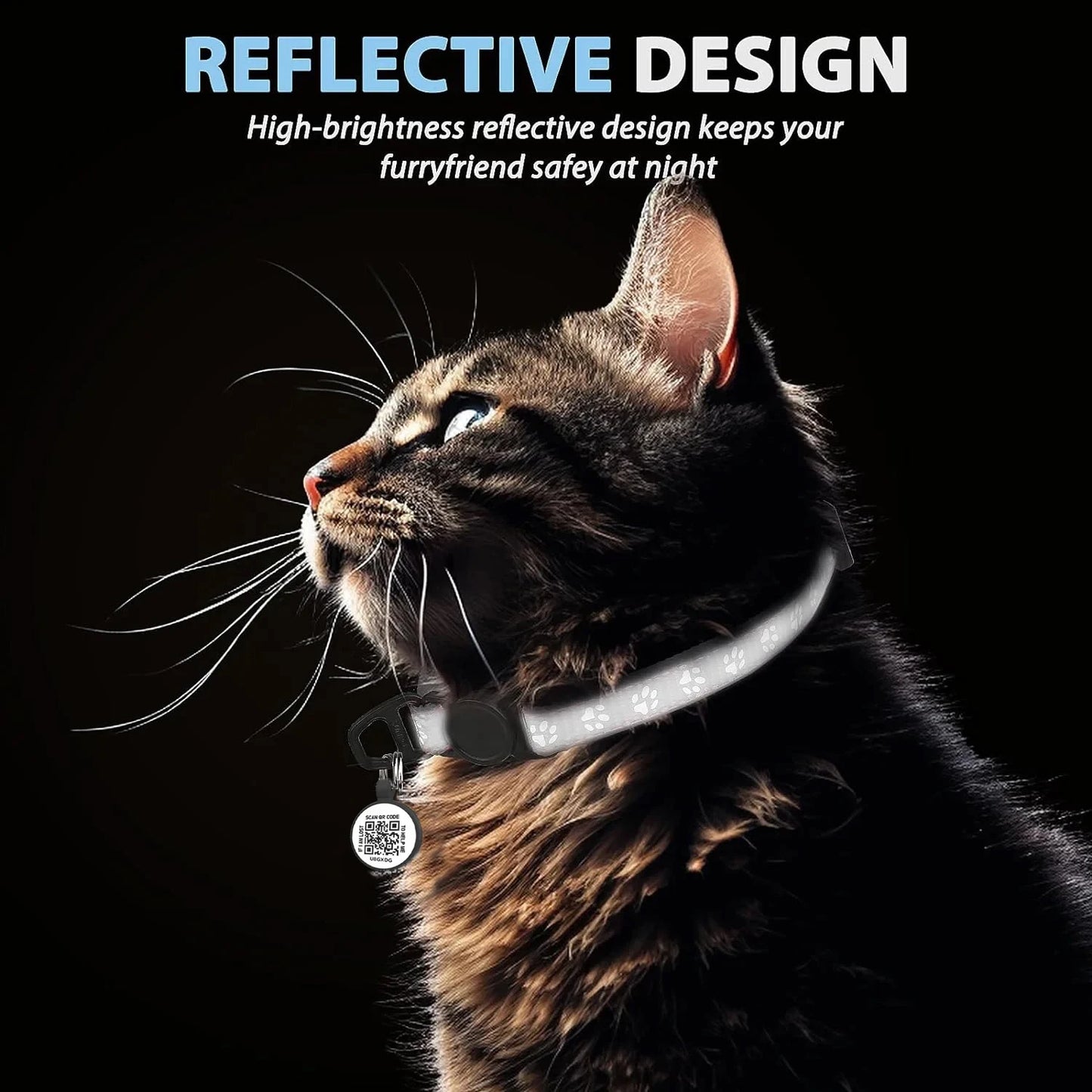 Cat Collar with QR Code Name Tag, Puppy Cat Accessories Reflective Kitten Collars with Bell, Cat ID Tag, Safety Quick Release