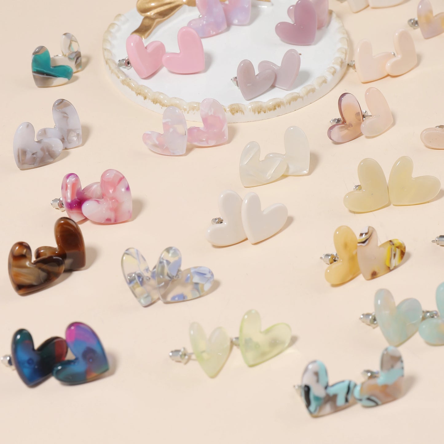 MiDairy Fashion acetate heart shape Non toxic Steel Needle New Classic Jewelry Luxury Party Girl's Unusual Earrings 780202