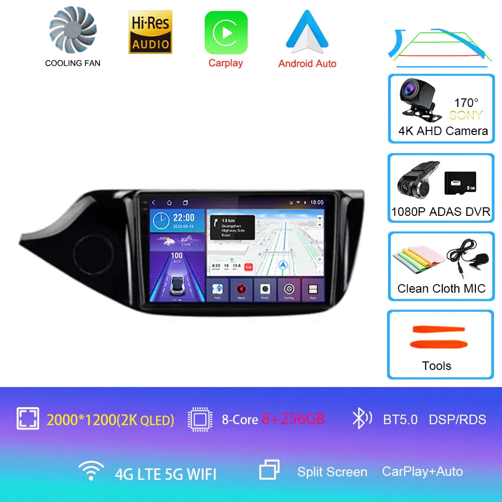 Android 14 Carplay Car Radio For Kia Ceed Cee'd 2 JD 2012-2018 Navigation GPS Multimedia Player WiFi+4G stereo BT 360 Camera DSP
