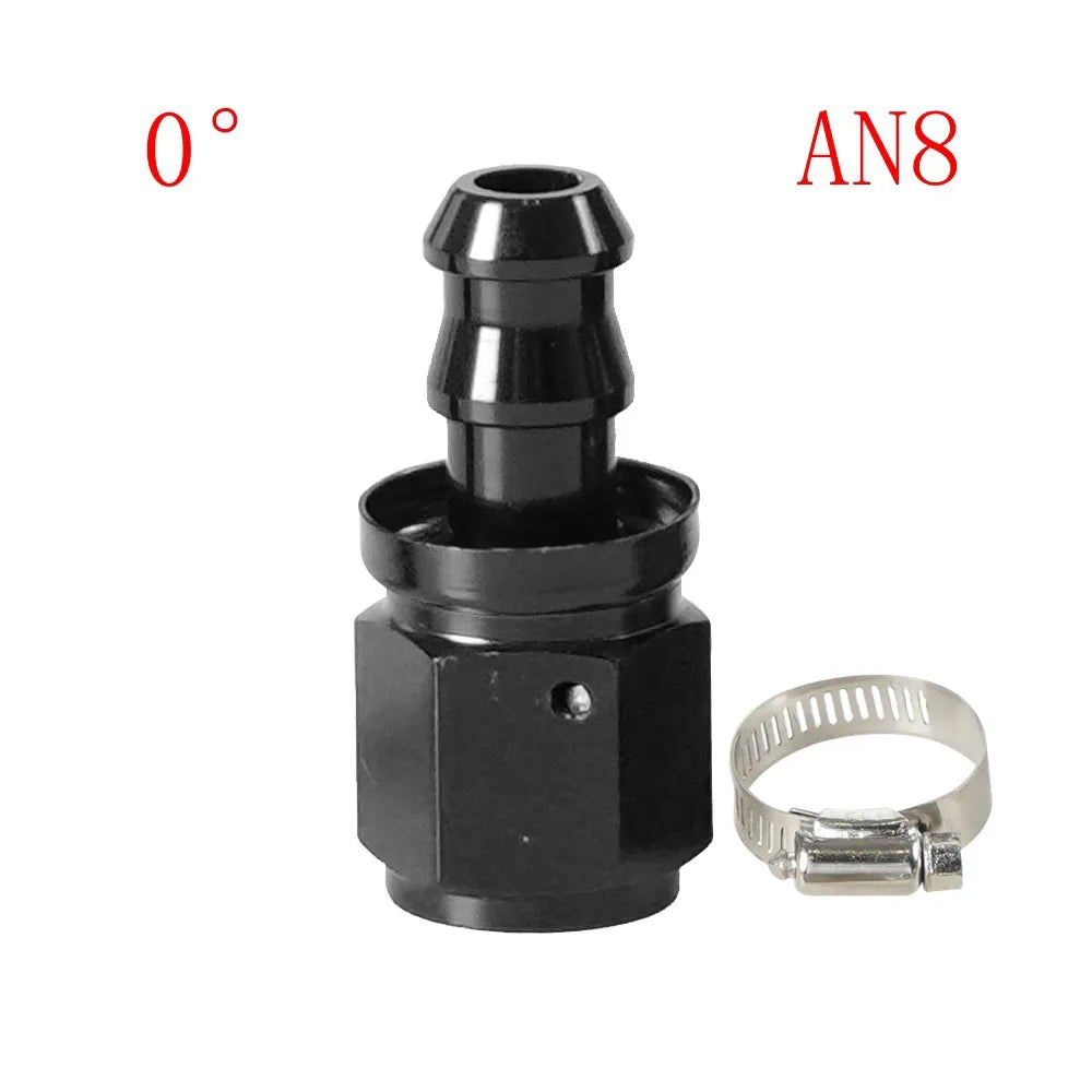 Universal 0 45° 90° 180°Degree AN4 AN6 AN8 AN10 AN12 Oil Fuel Push Lock Hose End Fitting/Adaptor Black