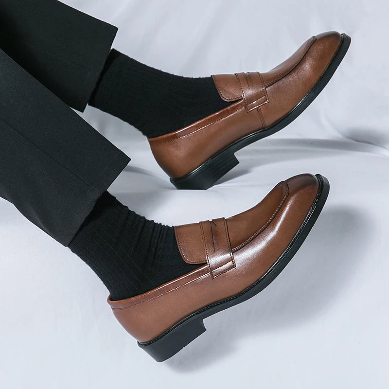 Casual Men's Slip-On Business Loafers High Quality Leather Shoes Gentleman Outdoor Shoes Office Shoes Leisure Ripe-Young Shoes