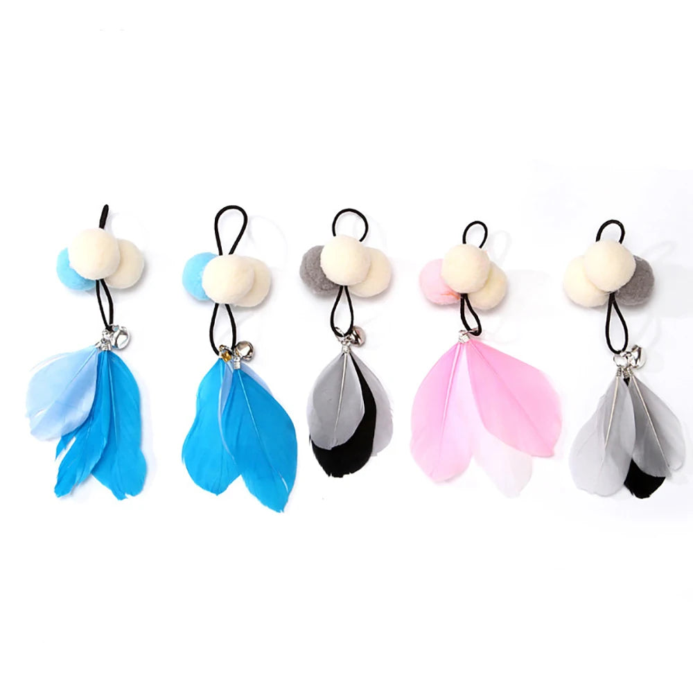 10pcs Cat Wand Toy Refills Cat Feather Toys Accessories for Cat Fishing Pole Assorted Teaser Refills with Bell for Indoor Kitten