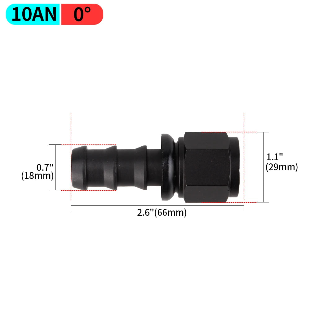 AN4/AN6/AN8/AN10/AN12 Straight 0/45/90/180 Degree Female Swivel to Push Lock Hose End Fitting Oil Fuel Hose End Adaptor Kit