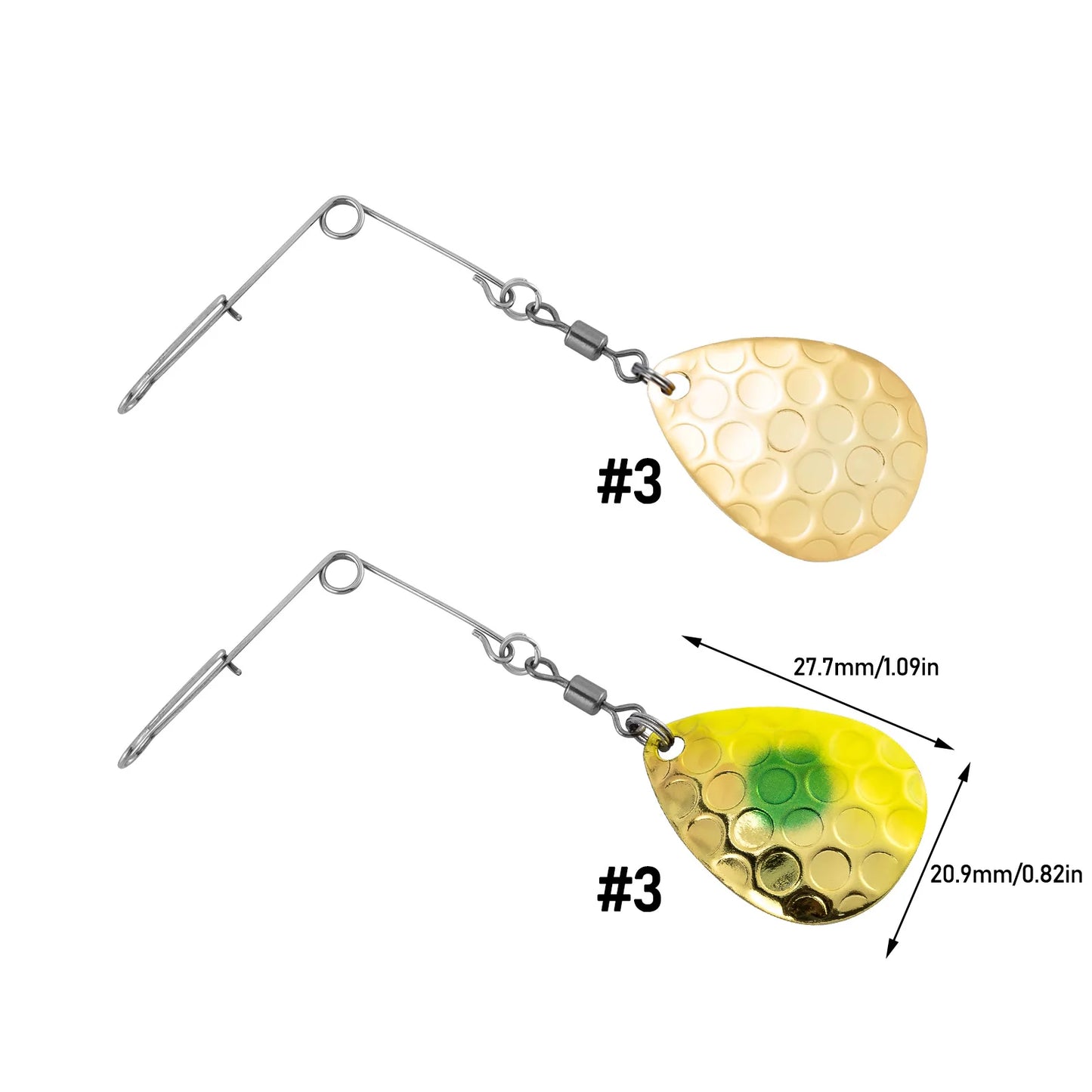 10pcs Colorado Blades with Wire Shaft #3 for Making Spinnerbait Walleye Rig Spinner Crawler Harness Trout Bass Freshwater