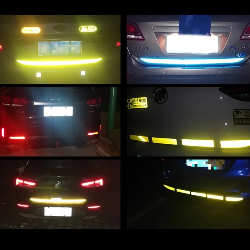 Car Trunk Reflector Sticker Night Safety Warning Tape Strips Anti Collision Car Reflective Stickers Auto Decoration Accessories