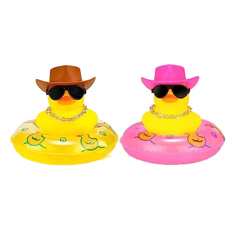 2 Set Car Duck Mini Car Dashboard Yellow Rubber Duckies Toy Jeep Duck Party Favor Car Decoration Table Ornament Car Accessory
