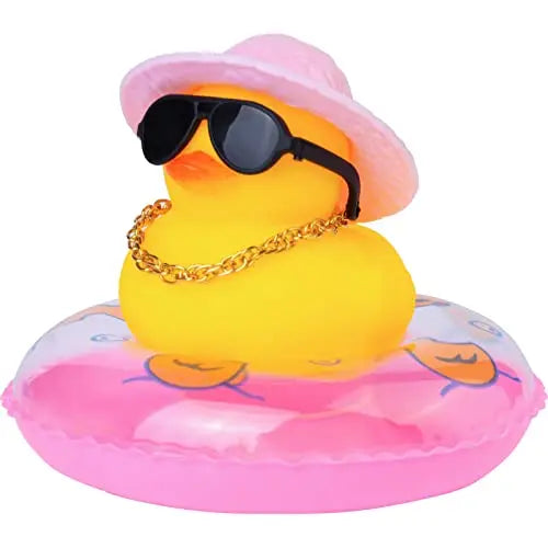 Cowboy Duck Car Dashboard Decorations Rubber Duck  with Cool Accessories Mini Swim Ring Sun Hat Sunglasses Scarf or Necklace