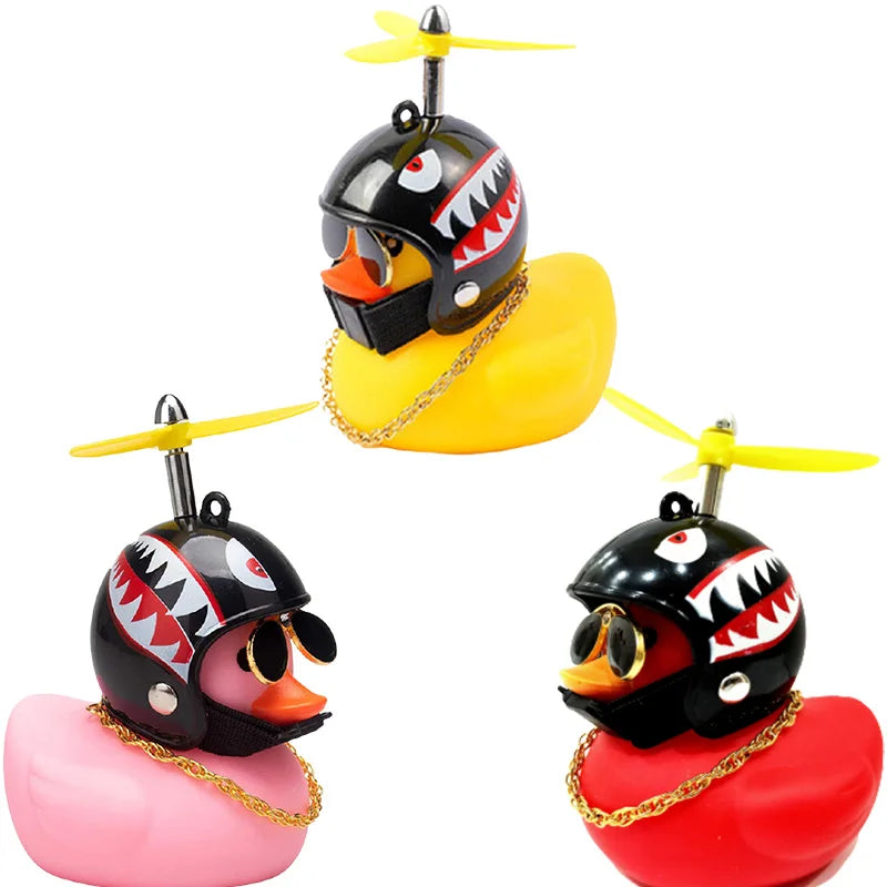 Car Cute Little Yellow Duck With Helmet Propeller Wind-breaking Duck Auto Internal Decoration Car Ornaments Accessories Kids Toy