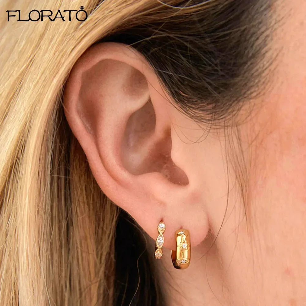 925 Silver Needle 11/13mm Small Hoop Earrings for Women Circle Piercing Huggie Earrings Multicolor Zircon Earrings Party Jewelry