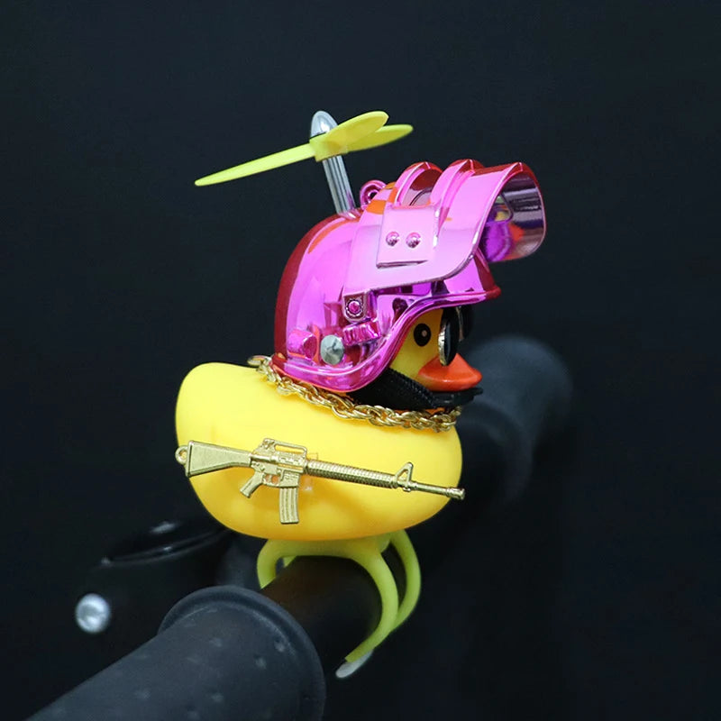 Cute Rubber Duck Toy Car Ornaments Yellow Duck Car Dashboard Decorations Bike Gadgets with Propeller Helmet Car Accessories
