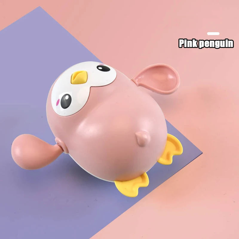 Children Bath Water Playing Toys Chain Rowing Boat Swim Floating Cartoon Duck Infant Baby Early Education Bathroom Beach Gifts