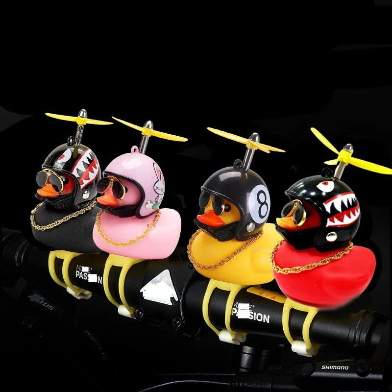 Car Cute Little Yellow Duck With Helmet Propeller Wind-breaking Duck Auto Internal Decoration Car Ornaments Accessories Kids Toy