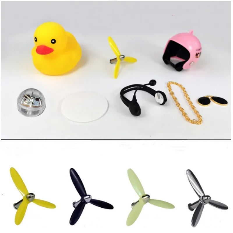 Yellow Black Rubber Duck Animal Pattern Helmet with Propeller for Car Bike Handle Bar Decoration Rubber Squeeky Duckling Duckies