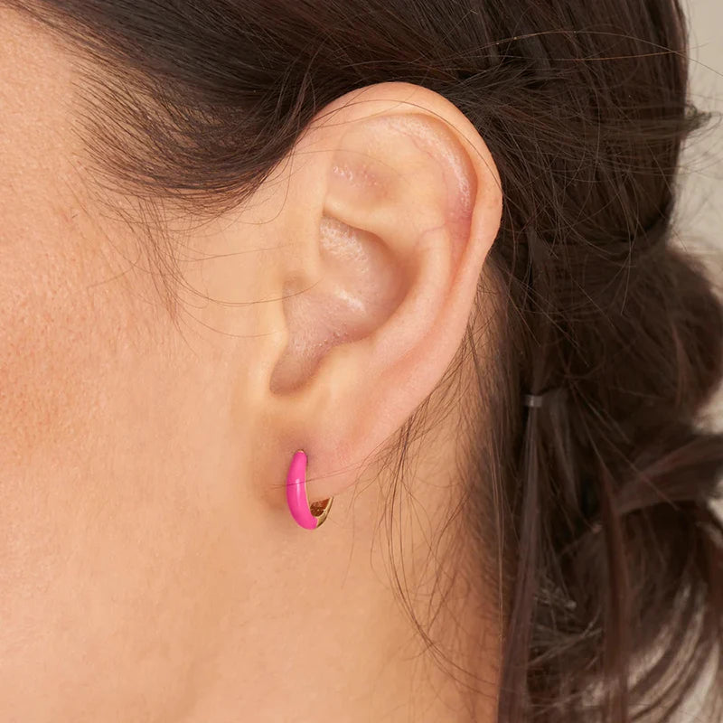 925 Sterling Silver Ear Needle Fashion Rose Red Hoop Earrings for Women Red Enamel Star/Heart Pendant Earrings Luxury Jewelry