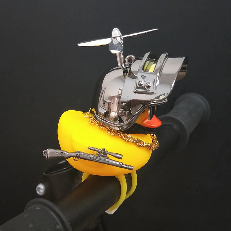 Cute Rubber Duck Toy Car Ornaments Yellow Duck Car Dashboard Decorations Bike Gadgets with Propeller Helmet Car Accessories