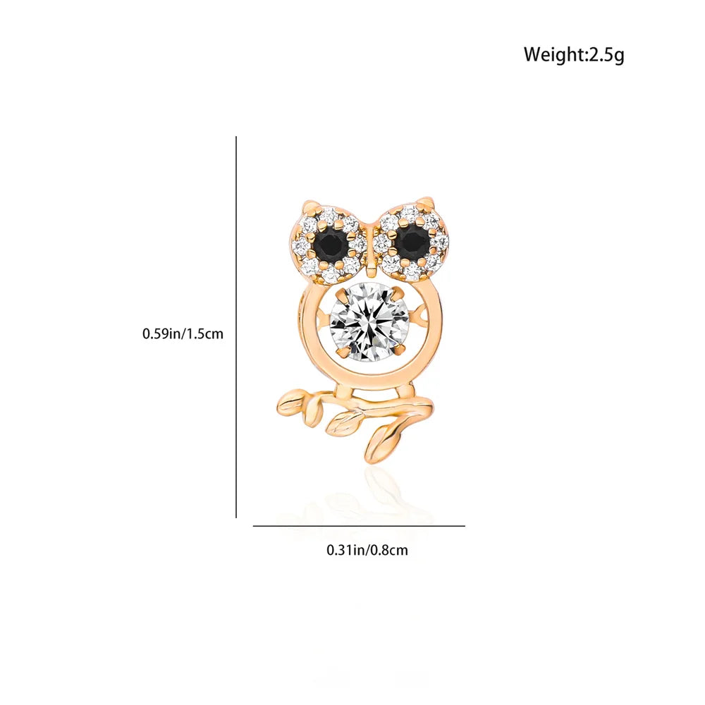 Creative Cute Owl Earring Inlaid Nature Zircon Exquisite 585 Rose Gold Color Animal Drop Earring Woman’ Jewelry