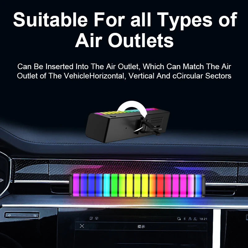 Car RGB LED Strip Light Music Sound Control Pickup Rhythm Ambient Lamp Atmosphere Light Bar Air Freshener Aromatherapy 2 In 1
