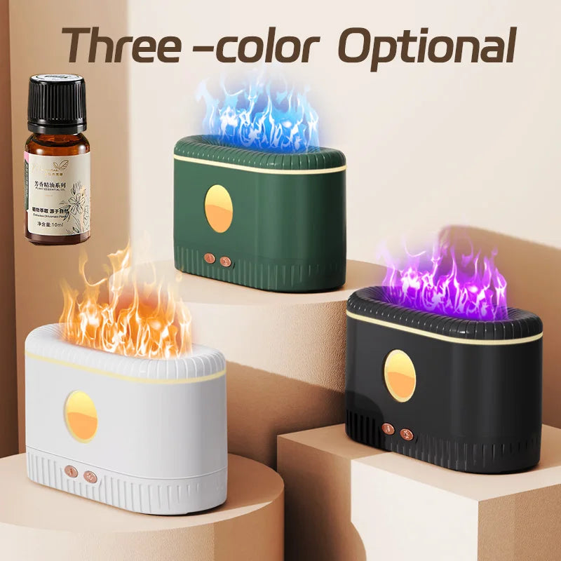 Colorful Flame Night Light Air Humidifier Purifier Aroma Diffuser USB Ultrasonic Cool Mist Sprayer Essential Oil Fragrance